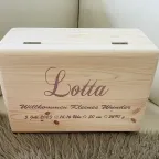 Holzbox zur Geburt bedruckt nach Kundenangaben, kratzbeständig