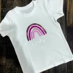 Mehrfarbig (teilweise Spiegel- & Glitzerfolie) T-Shirt mit Namen